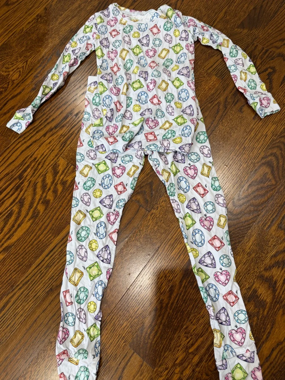 lev baby toddler Girls White Jewel Print Pajama Set, size 5/6T